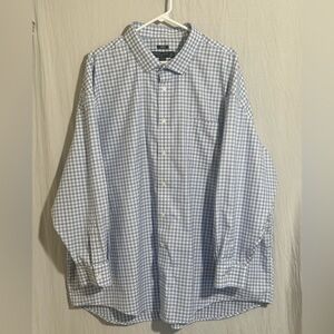 Pronto Uomo Non-Iron Classic Fit 100% Egyptian Cotton Blue Check Shirt 20 34/35